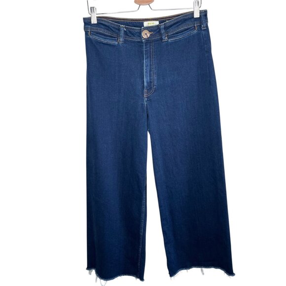 Maeve Anthropologie Wide-Leg Dark Wash Wide Leg Crop Jeans 31 raw hem - Picture 1 of 11